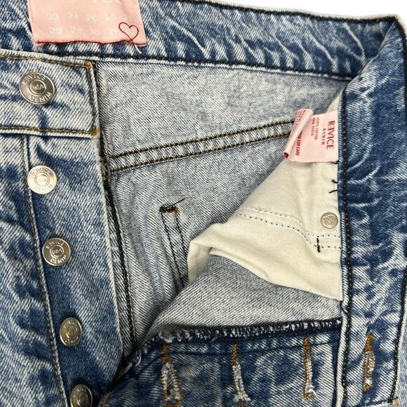 Revice Denim Super 80’s Button Fly High Rise Straight Leg Jeans Distressed - Picture 4 of 10